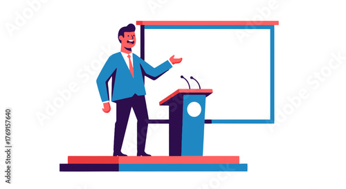 A Person Giving A Presentation In A Conference With Black Background