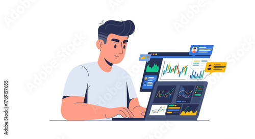 Analyst Working With Modern Technology to Evaluate and Analyze Financial Data Correctly