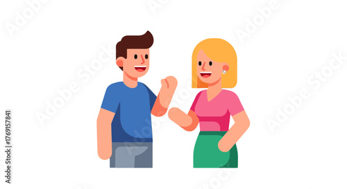 Animated Chat: A Cheerful Dialogue Between Two Individuals, Sharing Ideas Seamlessly