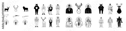 Collection of shooting range targets featuring animal and human silhouettes