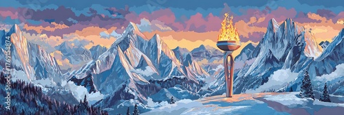 Panel kuchenny z motywem A mountain range with a fire .