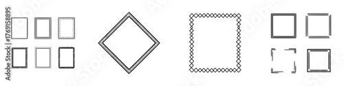 Various black and white geometric frame and border design elements