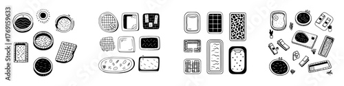 Top view icons for hot tubs pools and bath accessories collection