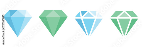 Diamond Icon Set — Sparkling Gemstone and Crystal Vector Collection