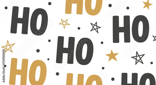 Festive Christmas Ho Ho Ho Pattern with Stars for Holiday Season