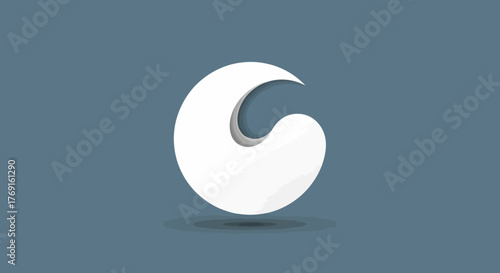 Abstract Circular Design Element with Soft Shadows on Blue Background