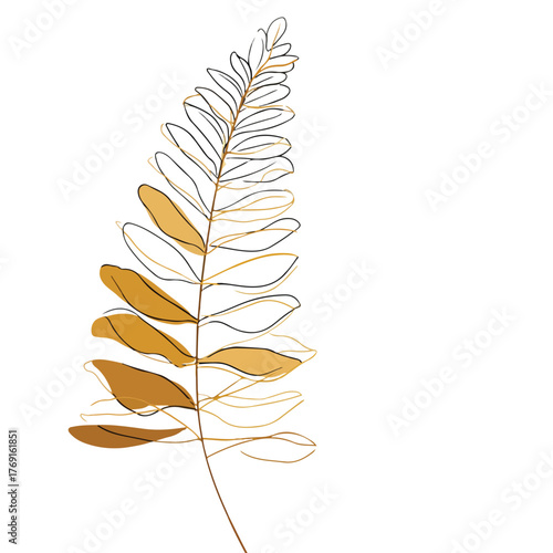 Elegant Fern Leaf in Single Line Art
