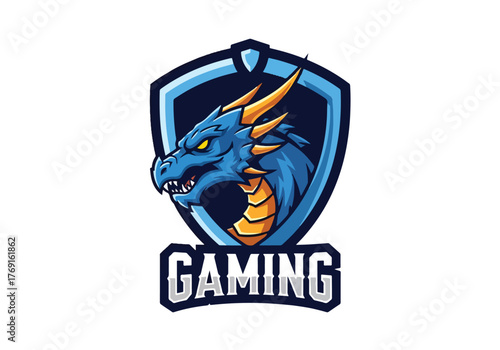 Blue dragon gaming mascot logo design esports emblem - Gaming logo - Gaming Mascot - esport mascot stock illustration