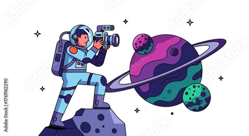 Astronaut Photographer Capturing Fantastic Planets In The Vastness Of Space Artwork