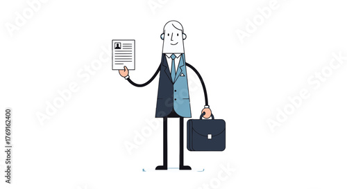 Business Professional Holding Resume And Briefcase Representing Job Opportunity