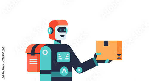 Automated Logistics: A Robotic Courier Delivering Packages with Futuristic Precision Workflow