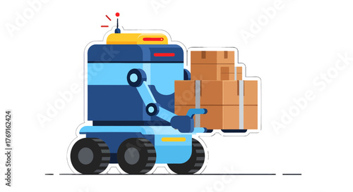 Autonomous Robot Delivers Packages Efficiently Against a Black Background for Easy Use