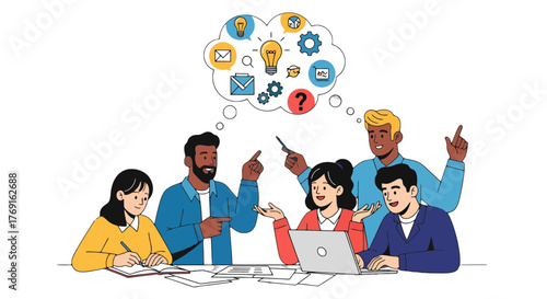 Brainstorming Group Discussing Creative Ideas And Innovative Concepts For The Project