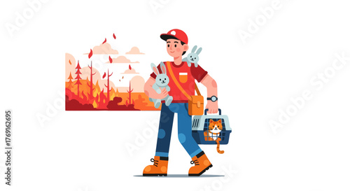 Brave Human Rescues Animals From Devastating Wildfire During Environmental Emergency