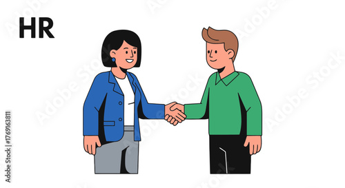 Business Colleagues Handshaking, Partnership, And Agreement In Professional Illustration