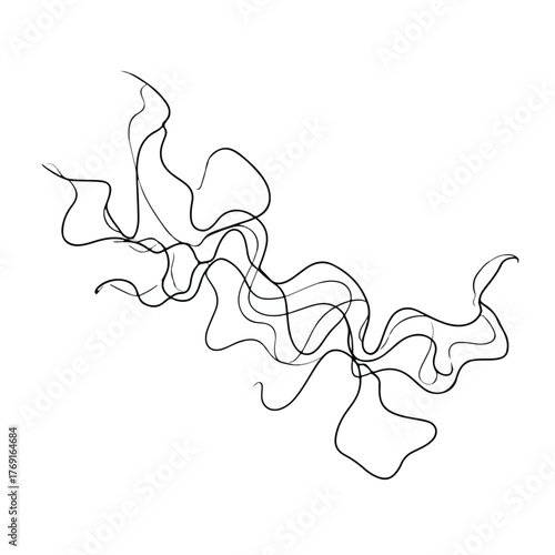 Elegant Fluid Organic Shapes in Single Line