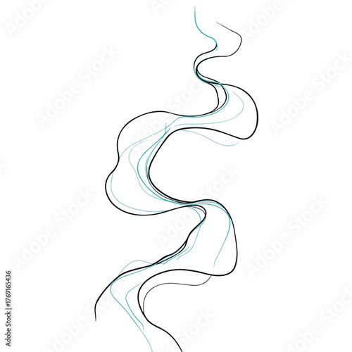 Abstract Continuous Line Art of Flowing Curves