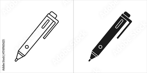 Outline and filled icon of a pen
