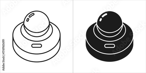 Black and white illustration of a joystick