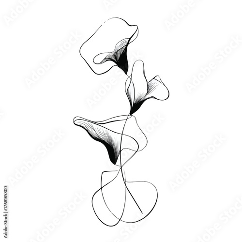 Fluid organic shapes in continuous line art