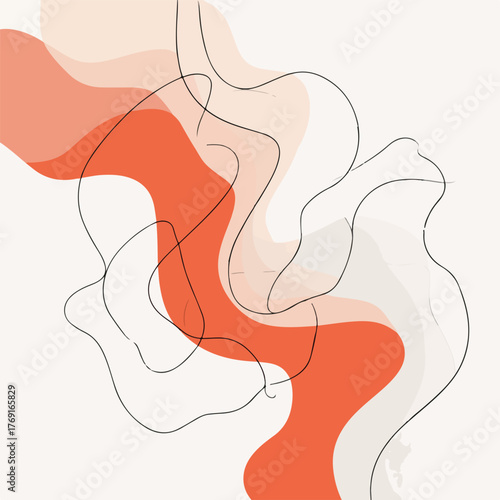 Elegant organic fluid line art shapes