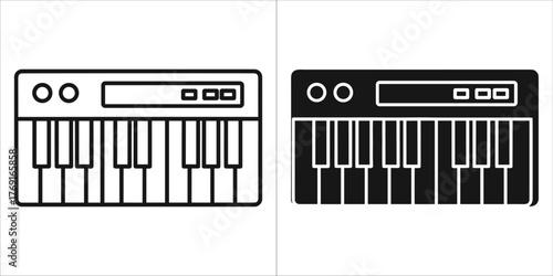 Two icons of a keyboard, one black and one white