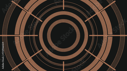 Abstract illustration featuring concentric circles and crosshairs on a dark background design element