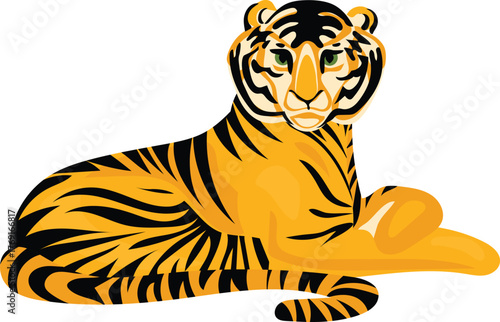 Tiger, Feline colorful wild jungle animal