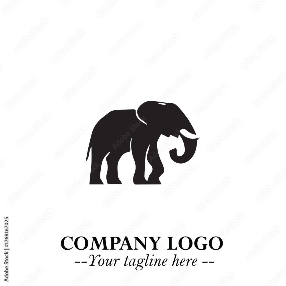 Obraz premium Majestic Elephant Logo Symbol in Black on White Background with Elegant Minimalist Modern Design