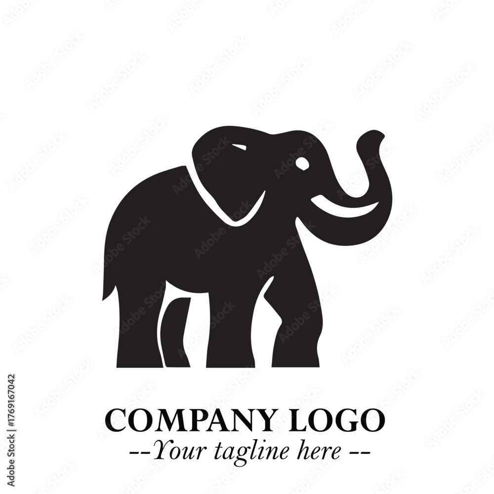 Obraz premium Majestic Elephant Logo Symbol in Black on White Background with Elegant Minimalist Modern Design
