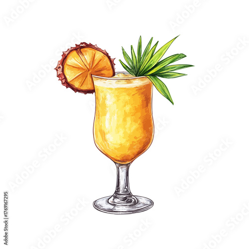 pina colada hand drawn illustration