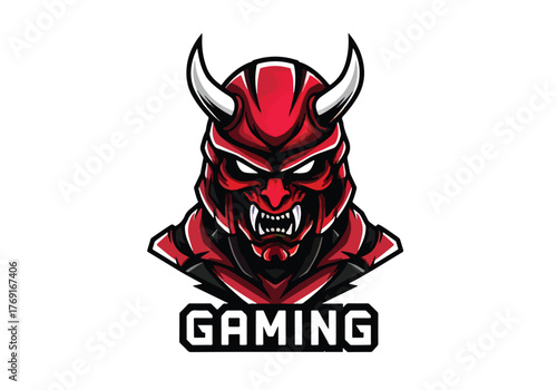 Fierce red demon gaming mascot logo design - Gaming logo - Gaming Mascot - esport mascot stock illustration