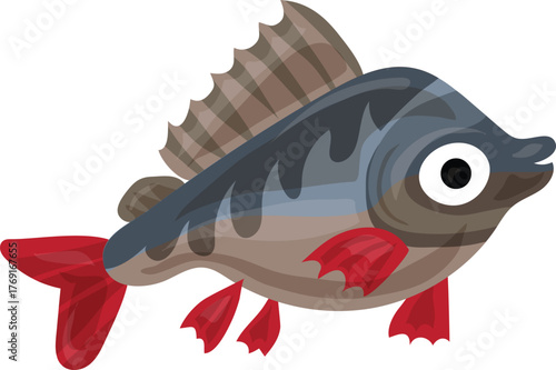perch colorful aquatic animal design