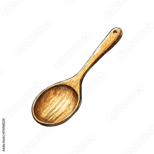 wooden ladle hand drawn illustration