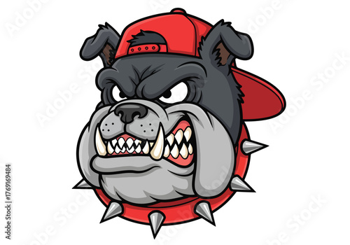 Aggressive bulldog mascot gaming logo with red cap - Gaming logo - Gaming Mascot - esport mascot stock illustration