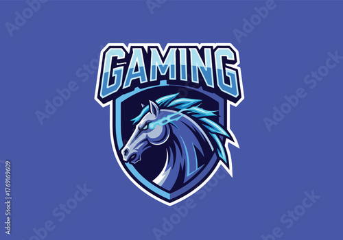 Gaming logo fierce horse mascot emblem design - Gaming logo - Gaming Mascot - esport mascot stock illustration