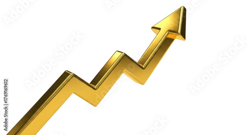 Golden arrow graph isolated on transparent background