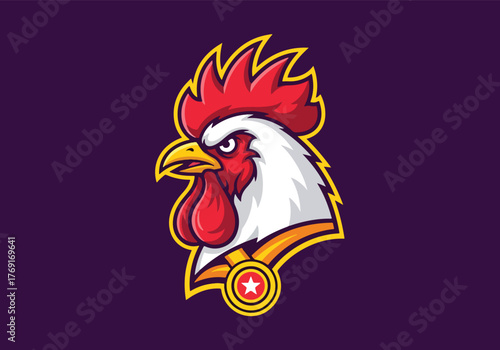 Fierce rooster mascot logo for gaming and sports teams - Gaming logo - Gaming Mascot - esport mascot stock illustration