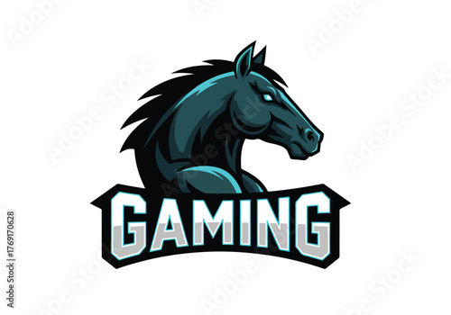Epic gaming horse mascot logo design digital art - Gaming logo - Gaming Mascot - esport mascot stock illustration