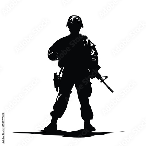 Army Soldier Vector Illustration, Military Uniform Icon, Combat Soldier Design