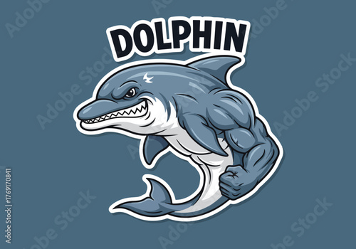 Mighty muscular dolphin gaming mascot character art - Gaming logo - Gaming Mascot - esport mascot stock illustration