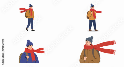 Winter gear collection with snowshoes and camping equipment