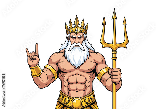 Mighty god of the sea gaming mascot with trident - Gaming logo - Gaming Mascot - esport mascot stock illustration