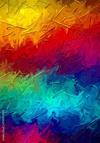 Abstract Rainbow Brush Strokes Texture Background with Vivid, Textured Colors and Vibrant, Artistic Patterns