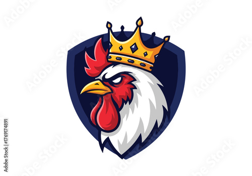Rooster king gaming mascot logo fierce bird crest design - Gaming logo - Gaming Mascot - esport mascot stock illustration