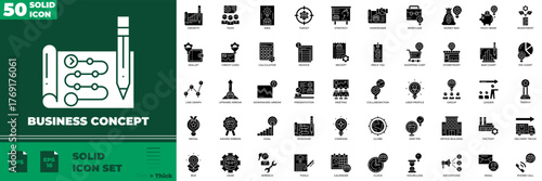 Business Concept Solid Editable Icons set. Vector illustration in modern thin solid style of business concept icons: development, management, innovation, etc