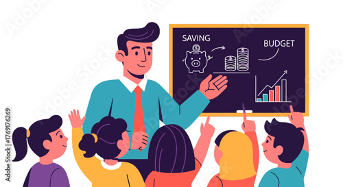 Financial Education Teacher Explains Savings And Budgeting To Excited Pupils