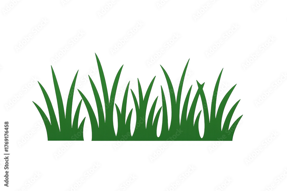 Fototapeta premium Green grass lawn cartoon creating a natural border, fresh flat style, ideal for eco themes with transparent background