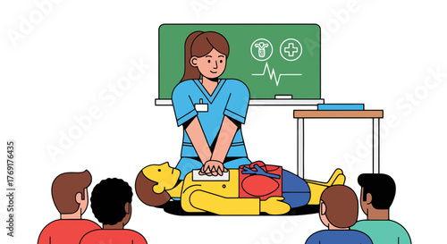 First Aid Training Session Held Focusing On CPR For Instructional Purposes