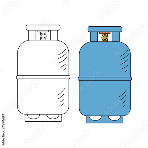 Gas cylinder. Gas for cooking. Kitchen equipment. Vector illustration.